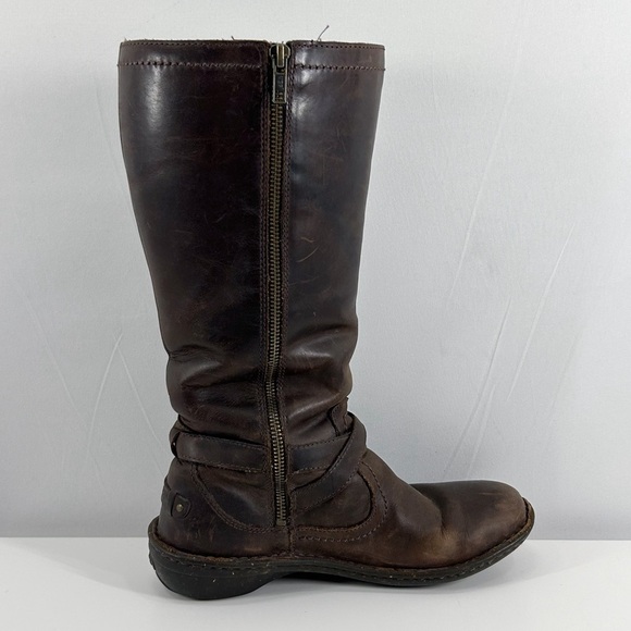UGG Australia Rosen Brown Leather Tall Riding Boots Sherpa Lined Size 8 - Picture 4 of 10